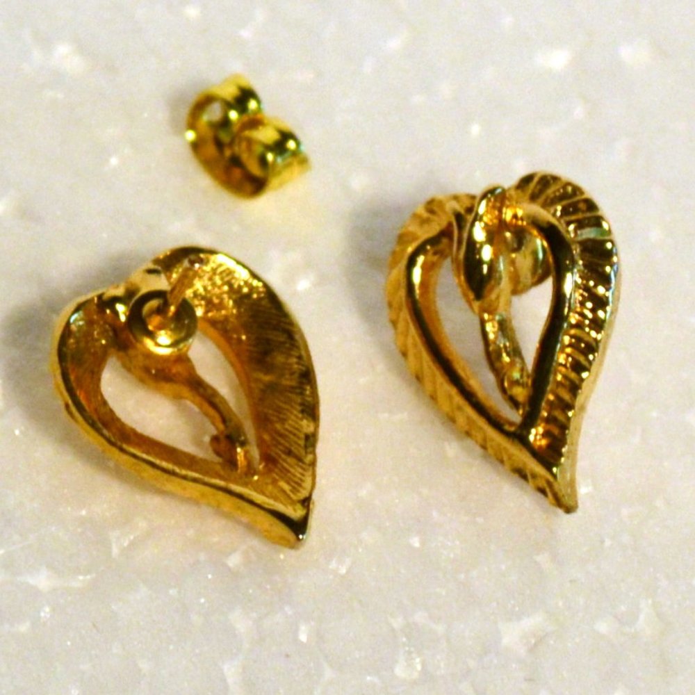 Gold Tone Hearts with Lily Earrings-FREE with Purchase*